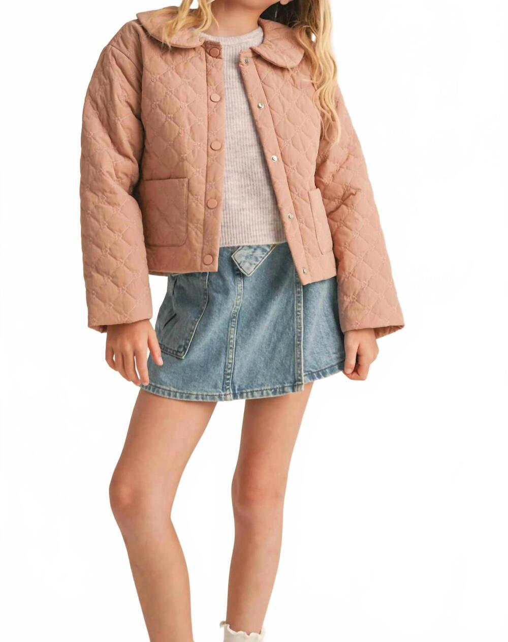 NEW HEART AND ARROW girl's drop shoulder jacket in beige